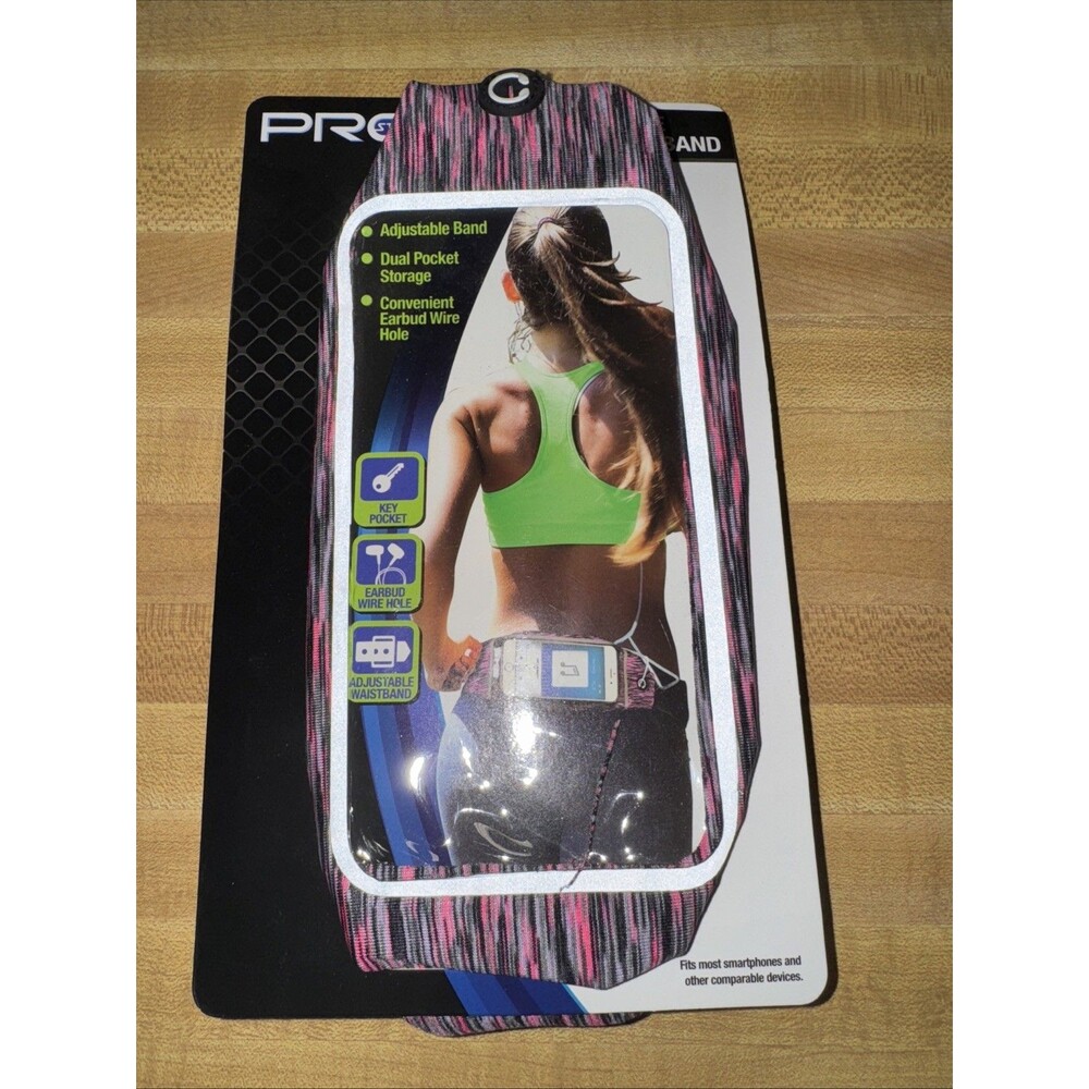 PRO STRENGTH ACTIVE WAISTBAND ADJUSTABLE BAND PHONE Keys Holder Pink Black Gray